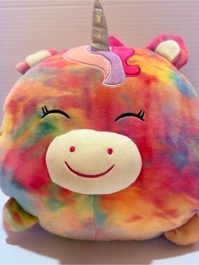 Linzy Small Tie-Dye Unicorn Plush Backpack Multicolor Zip Adjustable Straps
